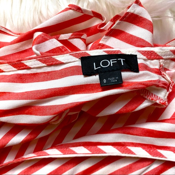 Loft Striped Flutter Tie Waist Romper Size 8 - Picture 8 of 12